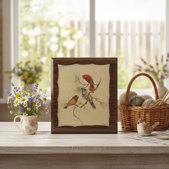 Vintage Harry J. Moeller Wood Bird Print Lacquered Framed Wall Art Mid-Century - Picture 2 of 7